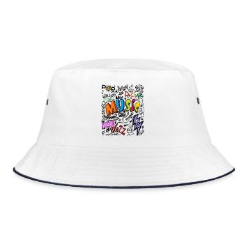 Rock music hip hip jazz pop music reggae hard rock - Bucket Hat - white/navy - Front
