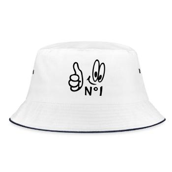 Number One, Comic - Bucket Hat - Weiß/Navy - Vorne