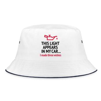 Funny blonde joke driver's license car driving oil - Bucket Hat - white/navy - Front