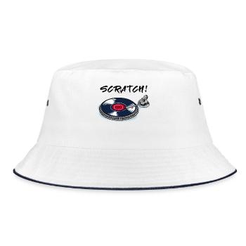 Scratch turntable record player beatbox vinyl - Bucket Hat - white/navy - Front