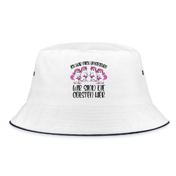 Ich hab mich umgesehen Wir sind die Geilsten hier - Bucket Hat - Weiß/Navy - Vorne