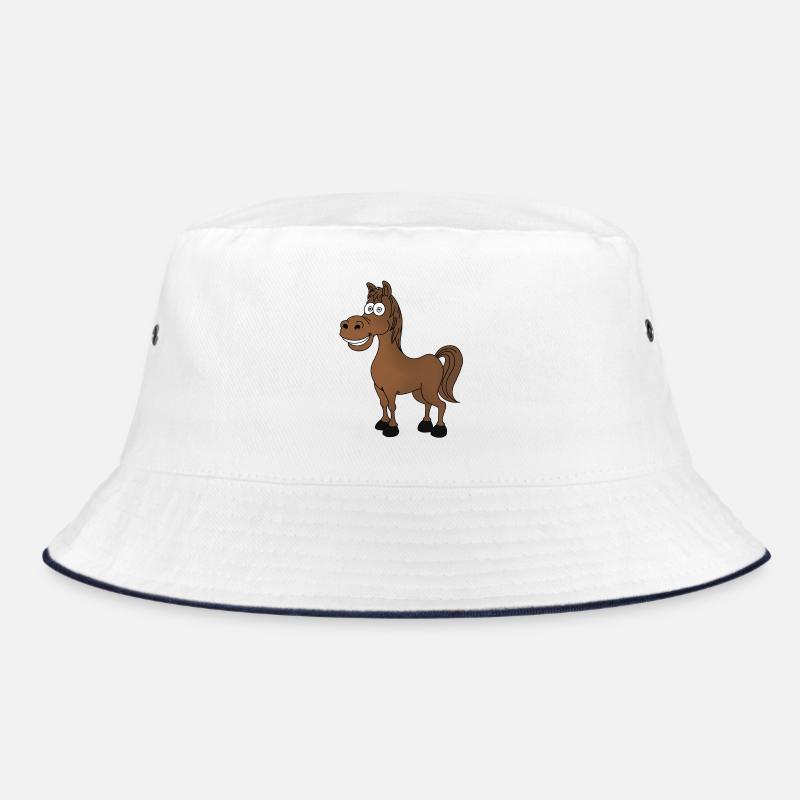 Lustiges Pferd - Bucket Hat - Weiß/Navy