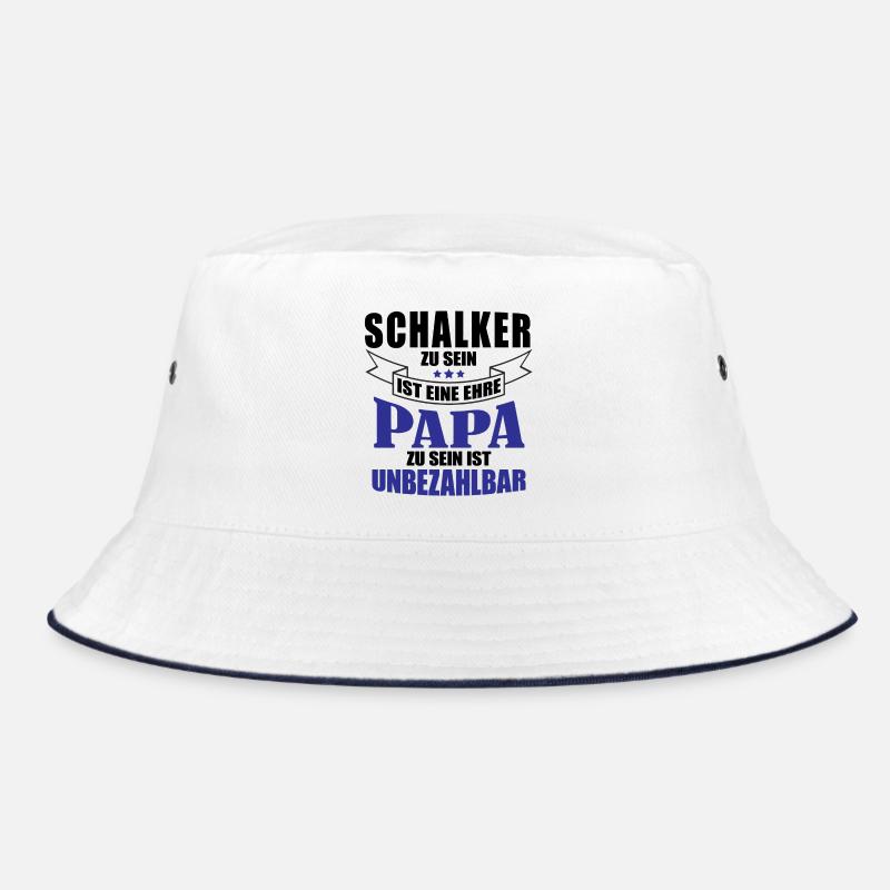 Schalker Papa | Schalke Vatertags Geschenkidee - Bucket Hat - Weiß/Navy