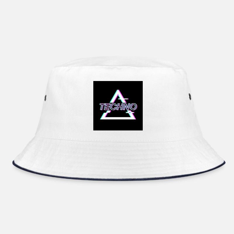 Techno - Bucket Hat - Weiß/Navy