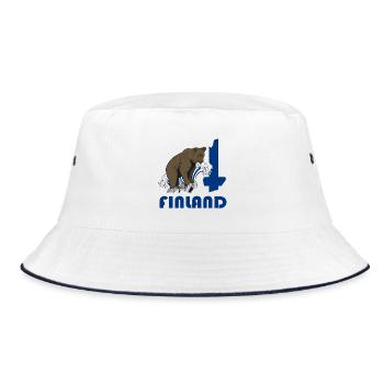 Finnland Bär Design mit Landkarte und Flagge - Bucket Hat - Weiß/Navy - Vorne