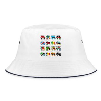 ELEFANTEN AFRIKAS mit Flaggen - Bucket Hat - Weiß/Navy - Vorne