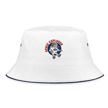 Space explorer. The astronaut in his spacesuit. - Bucket Hat - white/navy - Front