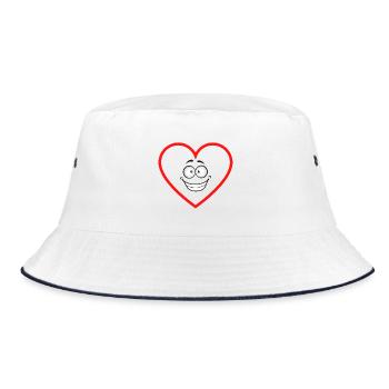 expectant heart comicstyle sticker sticker - Bucket Hat - white/navy - Front