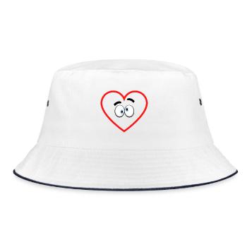confused heart comicstyle sticker sticker - Bucket Hat - white/navy - Front