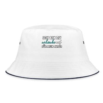 Urlaubsreif Urlaub Ferien Reise Sprüche - Bucket Hat - Weiß/Navy - Vorne