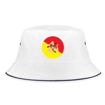 Runde Aufkleber Flagge von Sizilien Aufkleber Sizilien - Bucket Hat - Weiß/Navy - Vorne