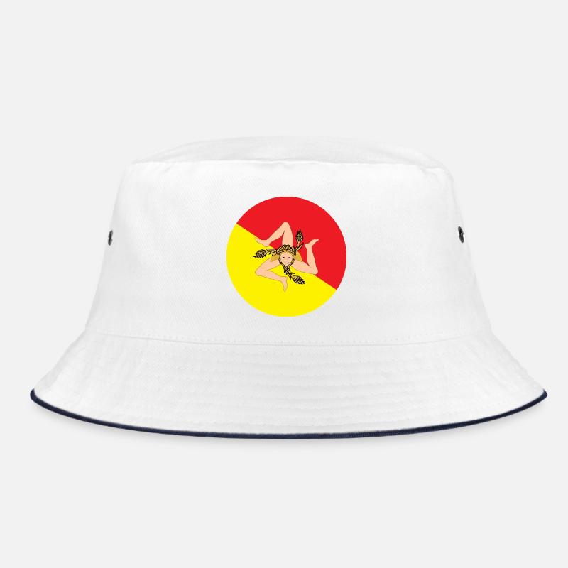 drapeau d’autocollant rond de Sicile autocollant Sicile - Bob - blanc/marine