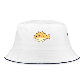 Puffer fish cute animal - Bucket Hat - white/navy - Front