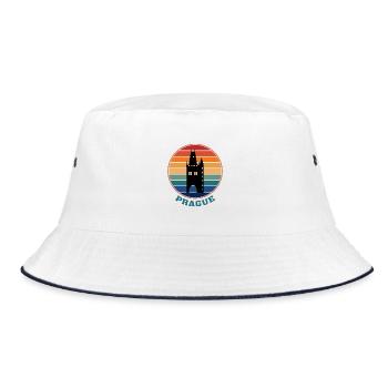 Prague Landmark Silhouette Czech Travel Souvenir - Bucket Hat - white/navy - Front
