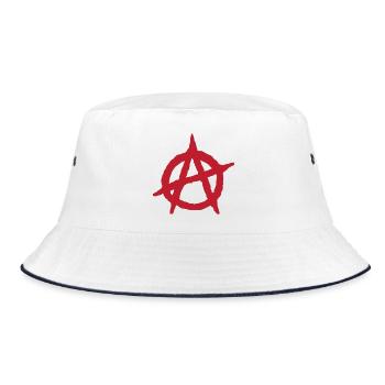Aufkleber Anarchie Symbol Grunge Stil Geschenkidee - Bucket Hat - Weiß/Navy - Vorne