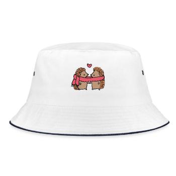 Kuschelige Igel mit Herzmotiv - Bucket Hat - Weiß/Navy - Vorne