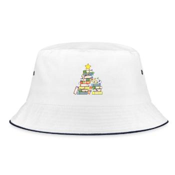 Bookish Christmas Tree I - Bucket Hat - white/navy - Front