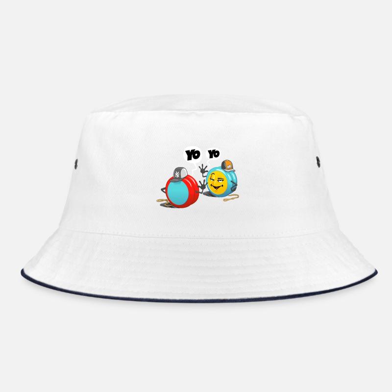 yo yo - Bucket Hat - Weiß/Navy