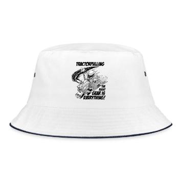 0966 tractor pulling BW - Bucket Hat - white/navy - Front