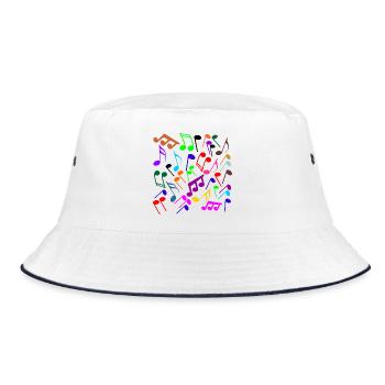 Noten in farbiger Fassung - Bucket Hat - Weiß/Navy - Vorne