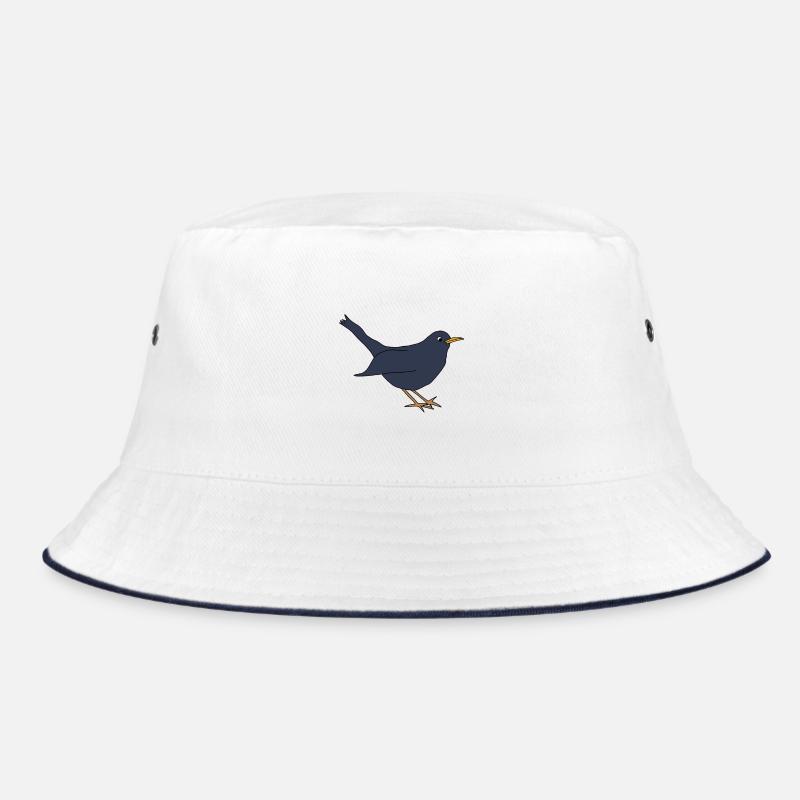 Amsel *** blanko - Bucket Hat - Weiß/Navy