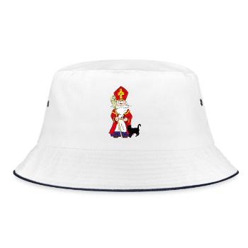 Sinterklaas ohne schwarze Katze in seiner Tasche - Bucket Hat - Weiß/Navy - Vorne