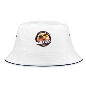 Bahamas vintage palm trees design - Bucket Hat - white/navy - Front