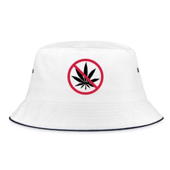 Weed Verboten Schild - Bucket Hat - Weiß/Navy - Vorne