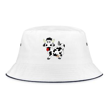 Vache noire et blanche joyeuse avec langue sortie de la bouche - Bob - blanc/marine - Devant