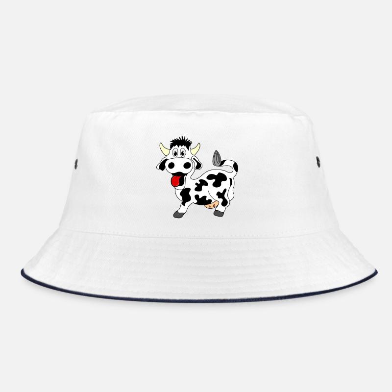Vache noire et blanche joyeuse avec langue sortie de la bouche Bob