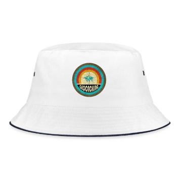 Geocaching Vintage Design - Bucket Hat - Weiß/Navy - Vorne