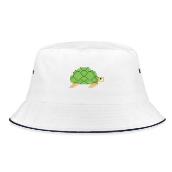 Turtle pixel art - Bucket Hat - white/navy - Front