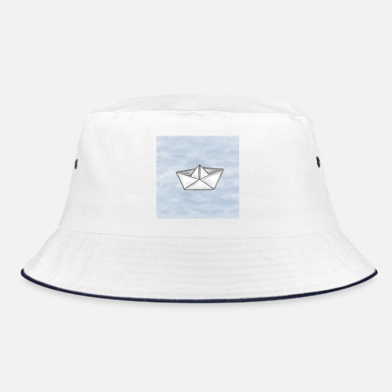 Paper ship - Bucket Hat - white/navy
