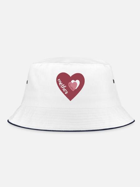 Mutter Tochter Herzdesign - Bucket Hat - Weiß/Navy