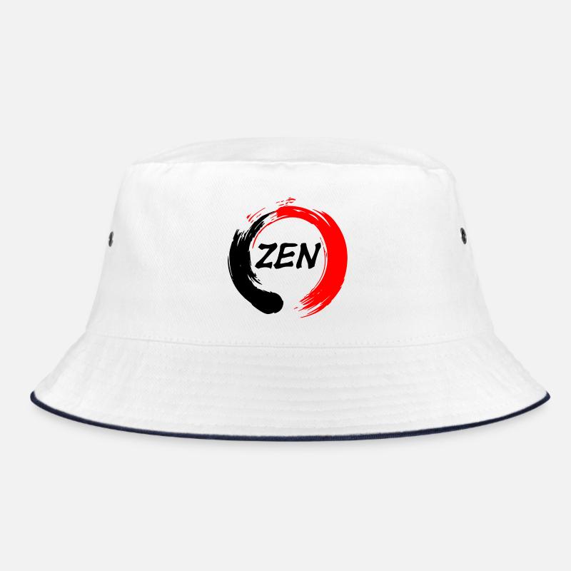Zen geschrieben in enso zen Kreis rot und schwarz Bucket Hat