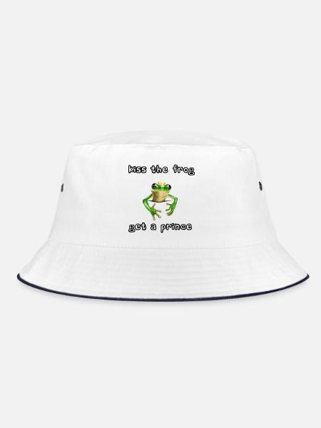 Kiss the Frog get a Prince - Froschkönig - Bucket Hat - Weiß/Navy
