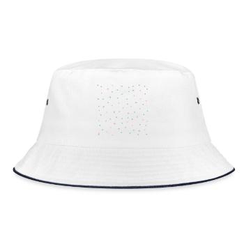 Konfettimuster in Koralle & Blau - Bucket Hat - Weiß/Navy - Vorne