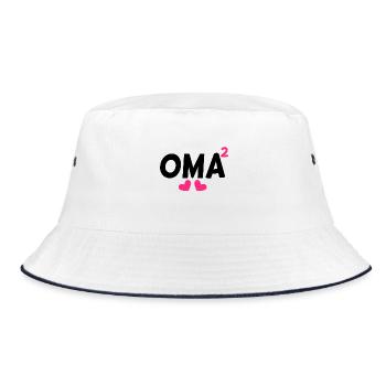 Oma hoch Zwei - Bucket Hat - Weiß/Navy - Vorne