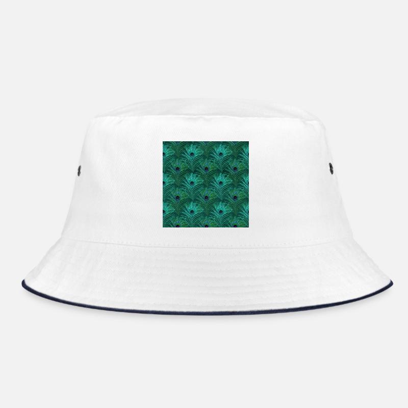 Green peacock feather pattern from bird peacock Bucket Hat