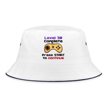 30s Birthday Gamer Controller 30 Years Old - Bucket Hat - white/navy - Front