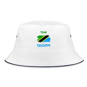Team Tansania Flaggen Design - Bucket Hat - Weiß/Navy - Vorne