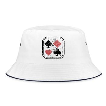 Pique carreaux de coeur croisé used look pour joueur de poker - Bob - blanc/marine - Devant