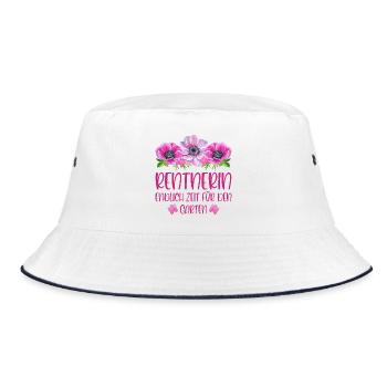 Rentnerin Rente Blumen Endlich Zeit für den Garten - Bucket Hat - Weiß/Navy - Vorne