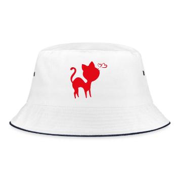 cat - Bucket Hat - Weiß/Navy - Vorne