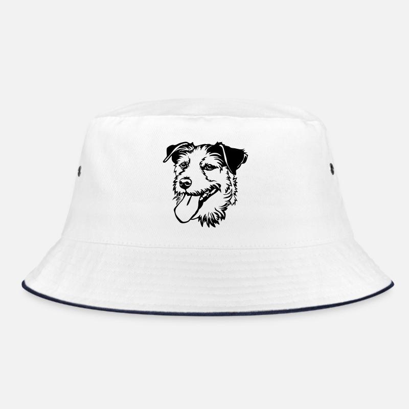 Parson Russel Terrier Kopf - Bucket Hat - Weiß/Navy