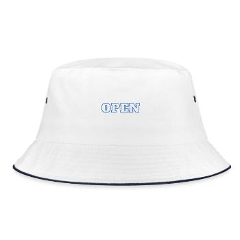 Open - Bucket Hat - Weiß/Navy - Vorne