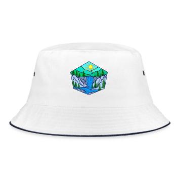 Natur Wasserfall Umwelt Bäume - Bucket Hat - Weiß/Navy - Vorne