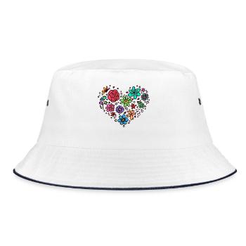 Natur Herz Naturliebhaber - Bucket Hat - Weiß/Navy - Vorne