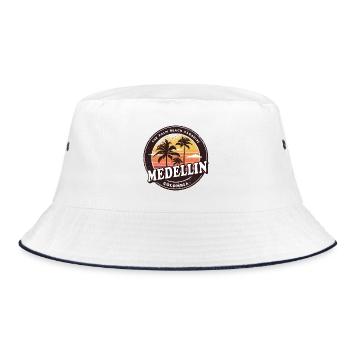 Medellin Colombia Vintage Beach Design - Bucket Hat - white/navy - Front