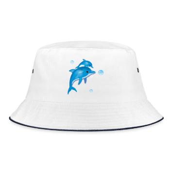 Dolphin - Bucket Hat - Weiß/Navy - Vorne